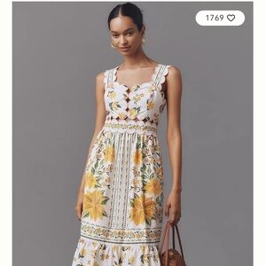 FARM Rio White and Yellow Floral Midi Dress